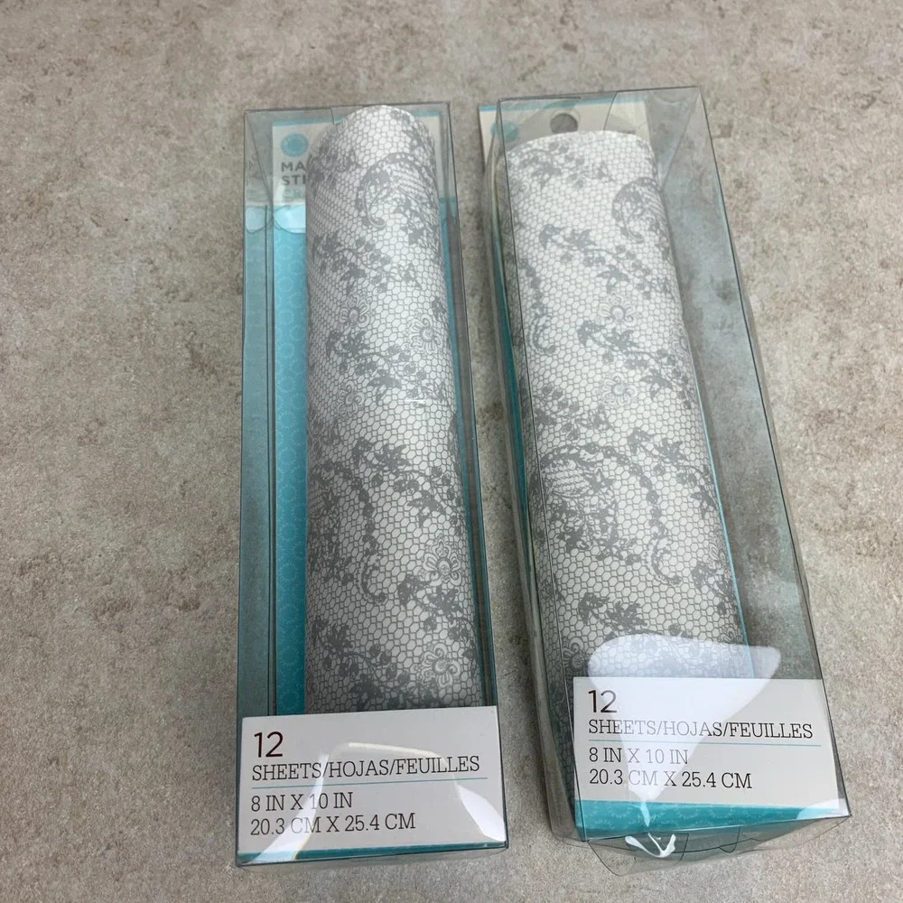 2x Martha Stewart Crafts Food Safe Tissue Paper — 3 Designs 24 Sheets Doily Lace